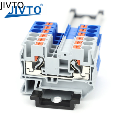 PT6 Push-in Terminal Block Din Rail 6mm² Screwless Spring Feed-Through Connector Wire Electrical Strip Plug