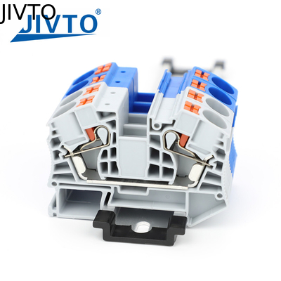 PT16 Din Rail Push-In Terminal Block, 16mm² Electrical Feed-Through Cable Plug Screwless Terminal Strip Wire Connector