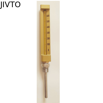 তরল তাপমাত্রা 600C 150mm ইন্ডাস্ট্রিয়াল গ্লাস থার্মোমিটার 1/4 